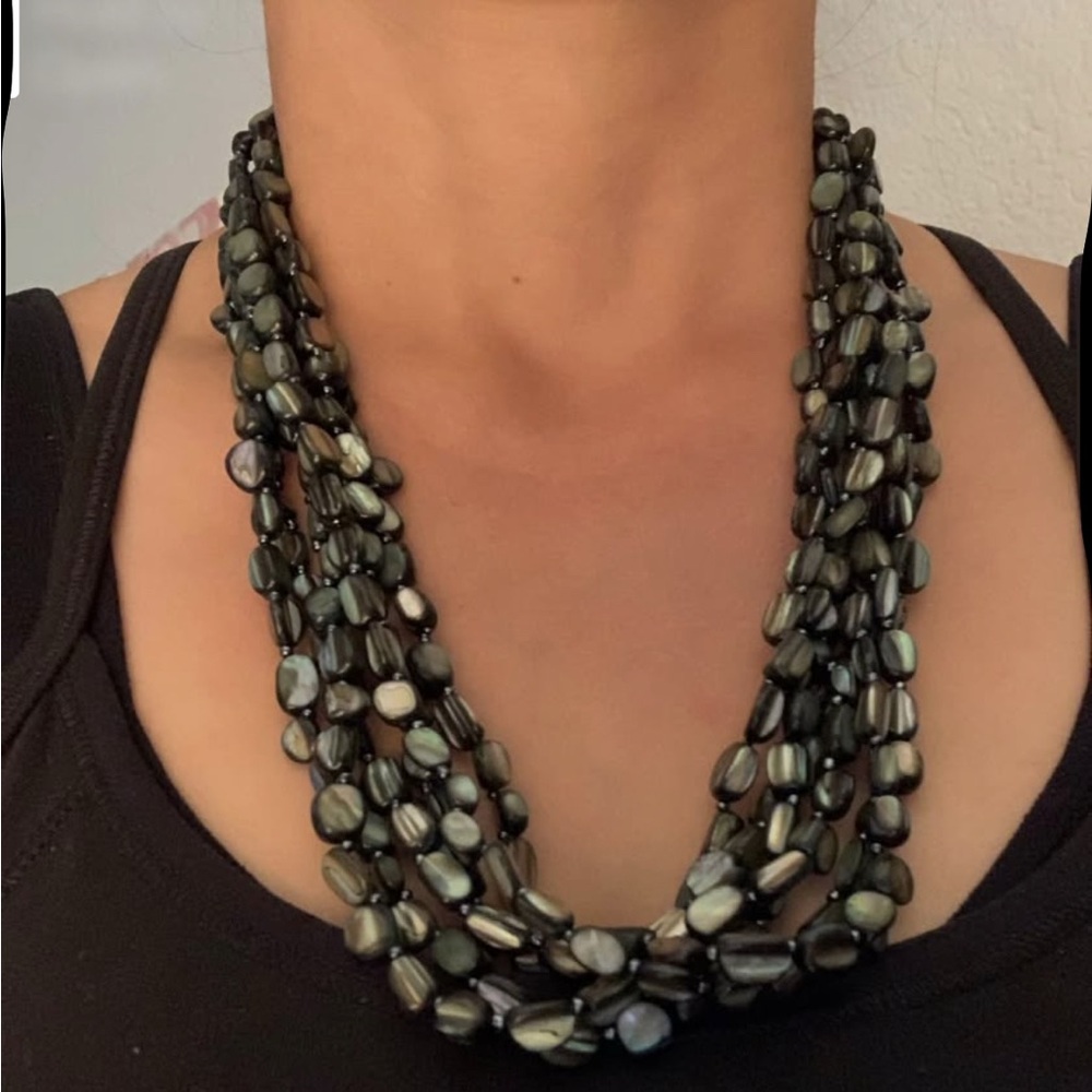 Iridescent chunky seashell necklace